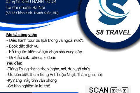 [Công ty du lịch S8 TRAVEL] - TUYỂN DỤNG